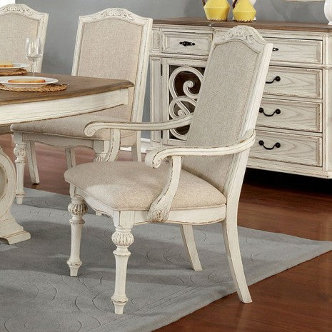 Furniture of America Arcadia Antique White Rustic Arm Chair Model CM3150WH-AC-2PK