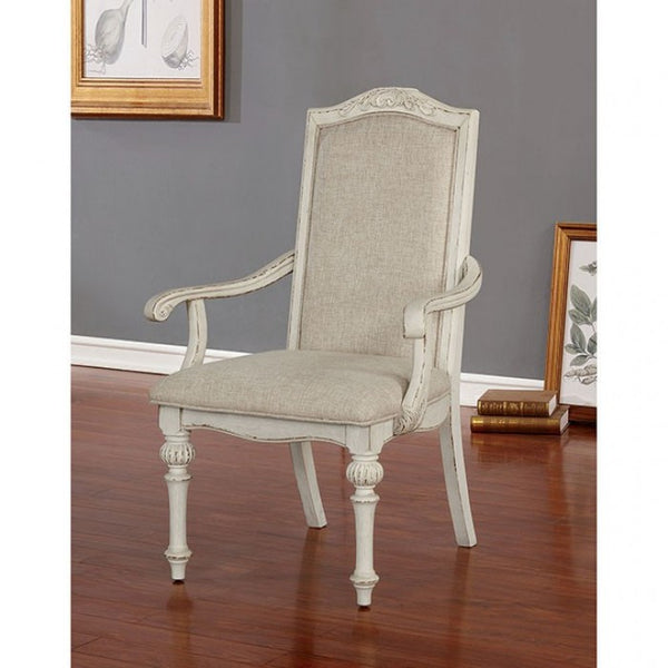 Furniture of America Arcadia Antique White Rustic Arm Chair Model CM3150WH-AC-2PK