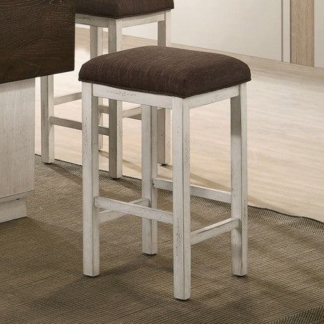 Furniture of America Bingham Antique White/Dark Brown Rustic Stool Model CM3168BR-ST-2PK