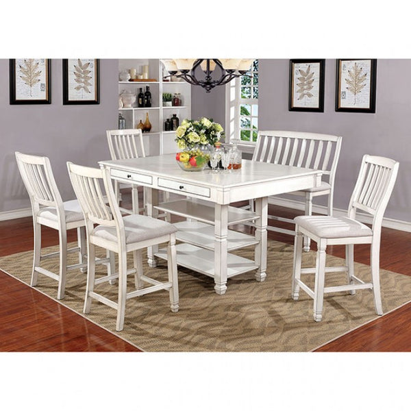 Furniture of America Kaliyah Antique White Transitional Counter Ht. Chair (2/Ctn) Model CM3194PC-2PK