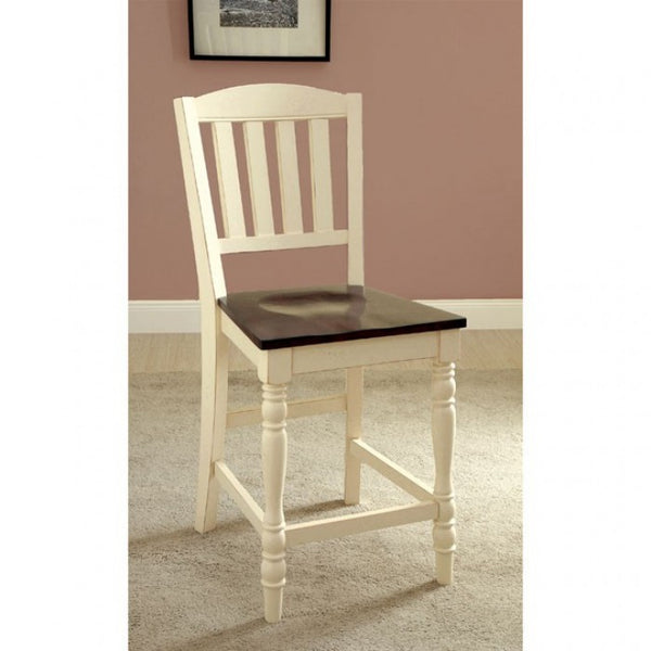 Furniture of America Harrisburg Vintage White/Dark Oak Transitional Counter Ht. Chair (2/Box) Model CM3216PC-2PK