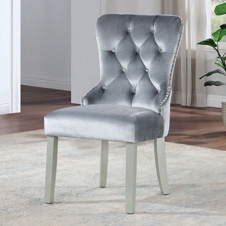 Furniture of America Adalia Silver/Dark Gray Glam Chair (2/Ctn) Model CM3241GY-SC-2PK