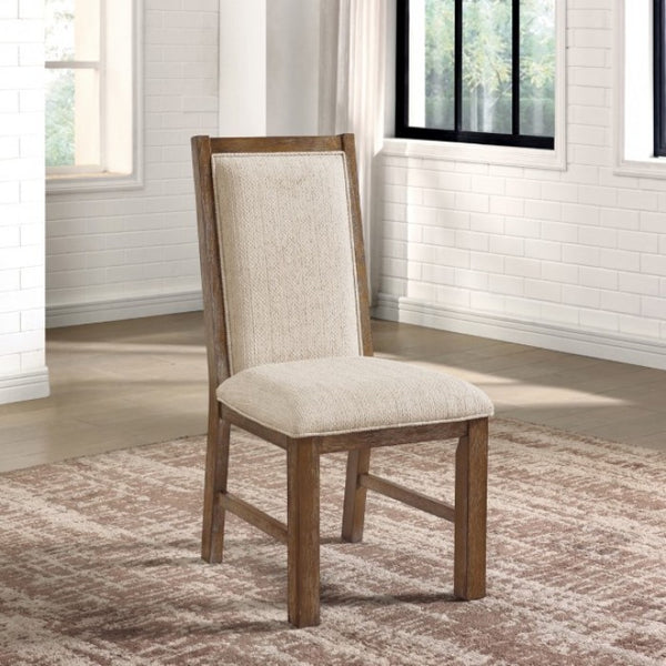 Furniture of America Monclova Rustic Oak/Beige Transitional Side Chair Model CM3249A-SC-2PK