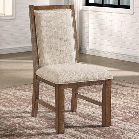 Furniture of America Monclova Rustic Oak/Beige Transitional Side Chair Model CM3249A-SC-2PK