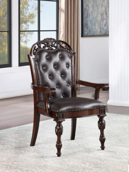 Furniture of America Nouvelle Brown Cherry/Espresso Traditional Arm Chair Model CM3256CH-AC-2PK