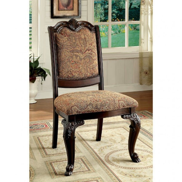 Furniture of America Bellagio Brown Cherry/Brown Traditional Side Chair (2/Box) Model CM3319F-SC-2PK