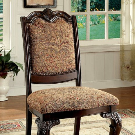 Furniture of America Bellagio Brown Cherry/Brown Traditional Side Chair (2/Box) Model CM3319F-SC-2PK