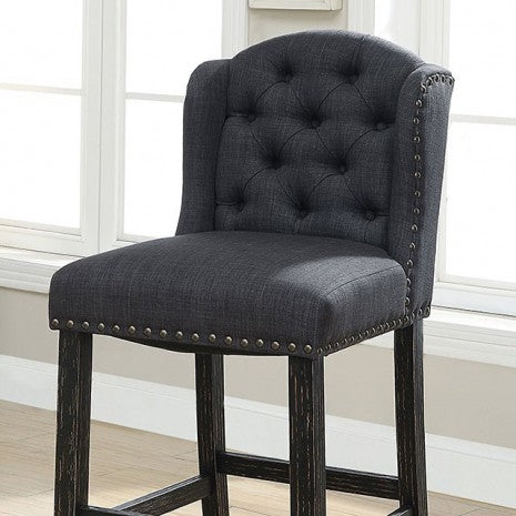 Furniture of America Sania Antique Black/Gray Rustic Bar Chair (2/Box) Model CM3324BK-GY-BCW-2PK