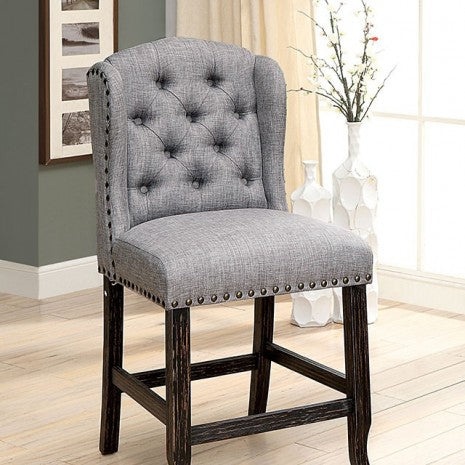 Furniture of America Sania Antique Black/Light Gray Rustic Counter Ht. Chair (2/Box) Model CM3324BK-LG-PCW-2PK