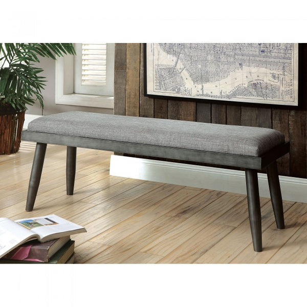 Furniture of America Vilhelm Gray Mid-Century Modern Bench Model CM3360BN