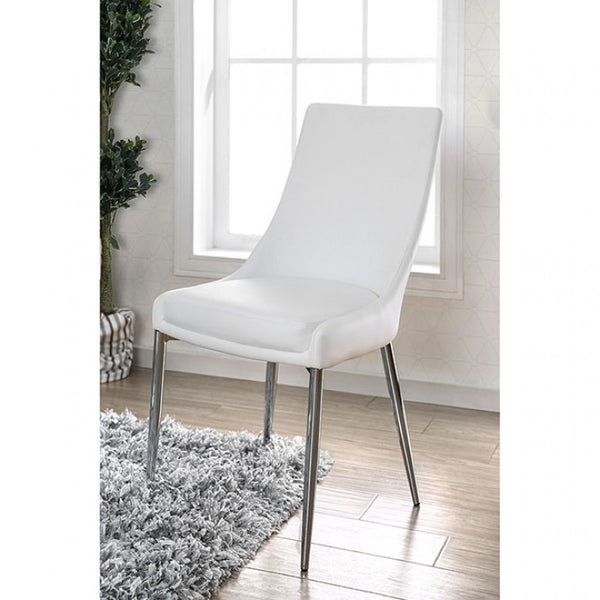 Furniture of America Izzy Silver/White Contemporary Side Chair (2/Ctn) Model CM3384WH-SC-2PK