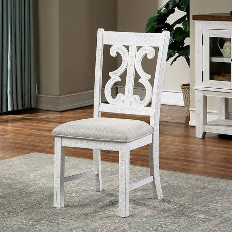 Furniture of America Auletta Distressed White/Gray Rustic Side Chair (2/Ctn) Model CM3417SC-2PK