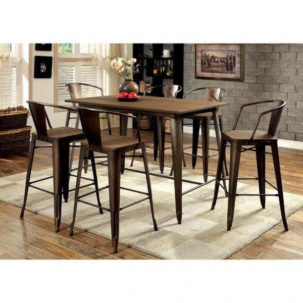 Furniture of America Cooper Dark Bronze/Dark Oak Industrial Counter Ht. Chair (2/Box) Model CM3529PC-2PK