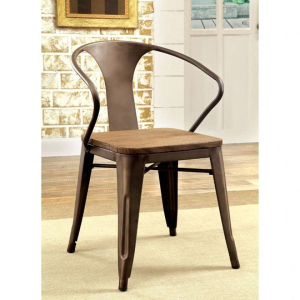 Furniture of America Cooper Dark Bronze/Dark Oak Industrial Side Chair (2/Box) Model CM3529SC-2PK