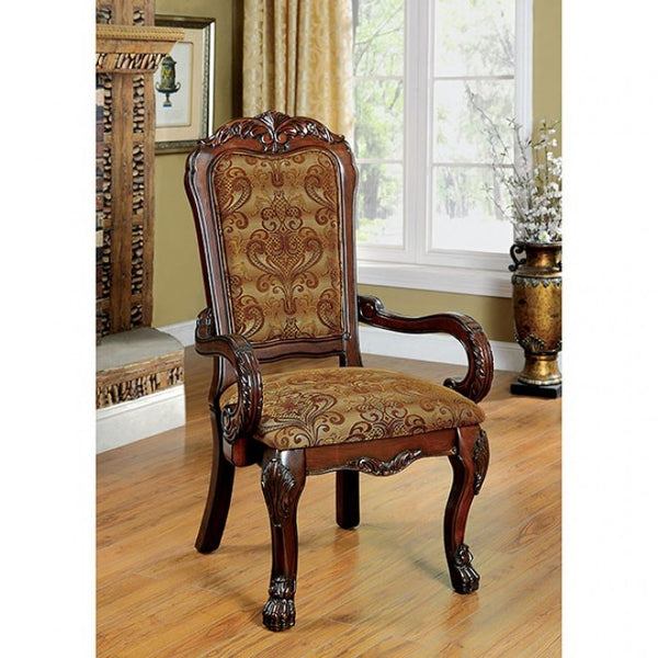 Furniture of America Medieve Brown/Cherry Traditional Arm Chair (2/Box) Model CM3557CH-AC-2PK