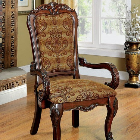 Furniture of America Medieve Brown/Cherry Traditional Arm Chair (2/Box) Model CM3557CH-AC-2PK