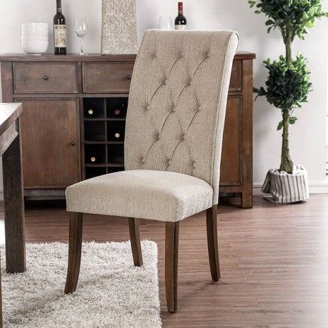 Furniture of America Sania Antique Oak/Beige Rustic Side Chair (2/Ctn) Model CM3564A-SC-2PK