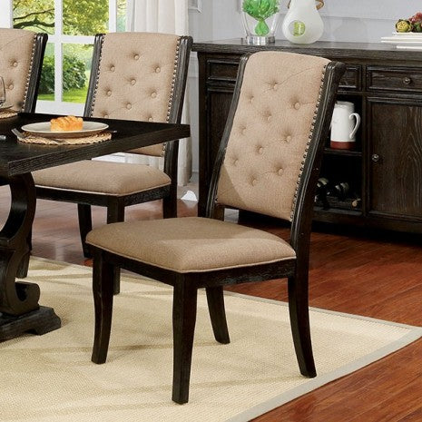 Furniture of America Patience Dark Walnut/Beige Rustic Side Chair (2/Ctn) Model CM3577WN-SC-2PK