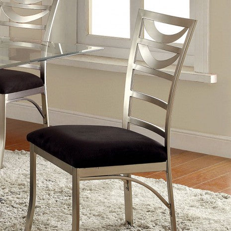 Furniture of America Roxo Silver/Black Contemporary Side Chair (2/Box) Model CM3729SC-2PK
