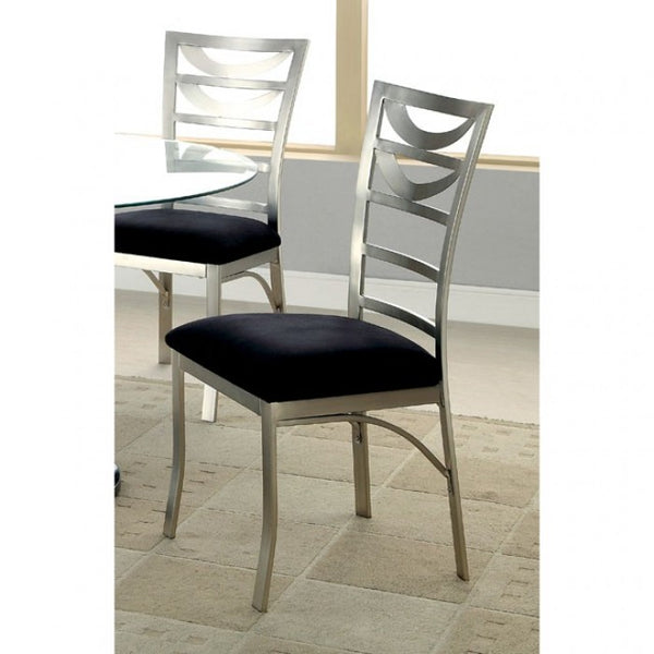 Furniture of America Roxo Silver/Black Contemporary Side Chair (2/Box) Model CM3729SC-2PK