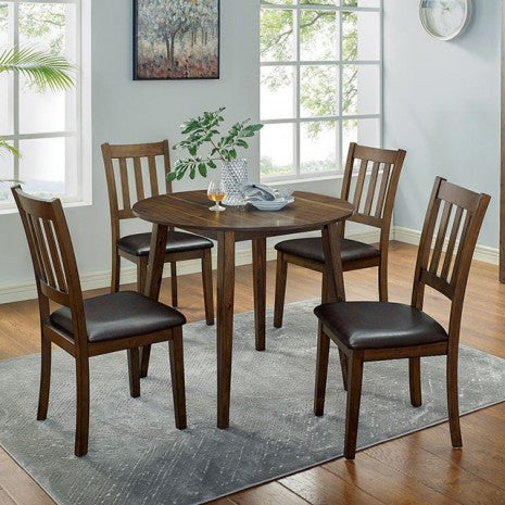 Furniture of America Blackwood Walnut/Dark Brown Transitional 5 Pc. Round Table Set Model CM3771RT-5PK