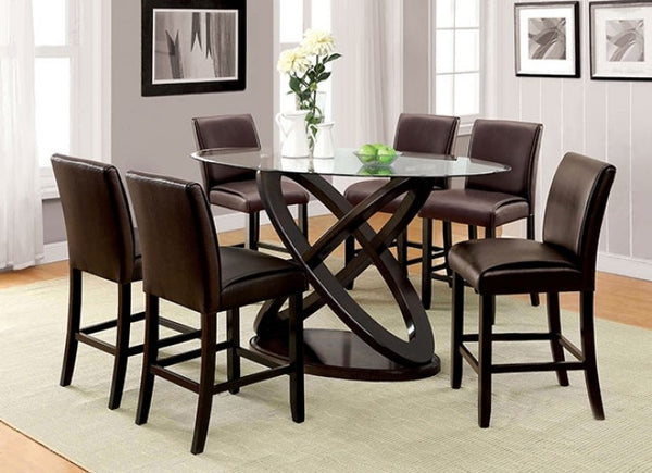 Furniture of America Gladstone Dark Walnut Transitional Counter Ht. Chair (2/Box) Model CM3823PC-2PK