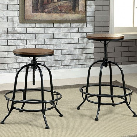 Furniture of America Silvia Black/Medium Oak Industrial Counter Ht. Chair (2/Box) Model CM3803PC-2PK