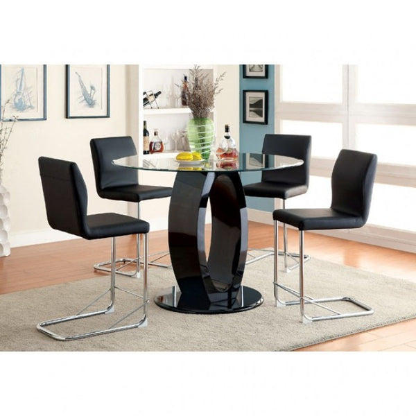 Furniture of America Lodia Black/Chrome Contemporary Counter Ht. Chair (2/Box) Model CM3825BK-PC-2PK