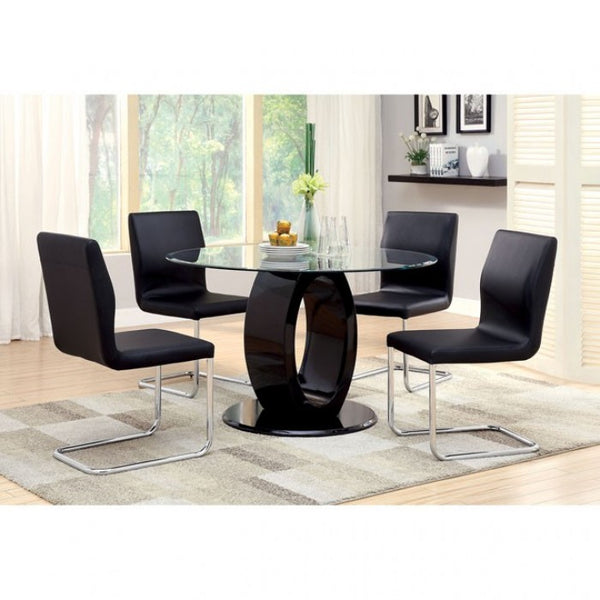 Furniture of America Lodia Black/Chrome Contemporary Side Chair (2/Box) Model CM3825BK-SC-2PK