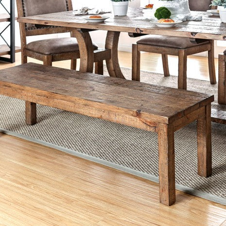 Furniture of America Gianna Rustic Oak Rustic Wooden Bench Model CM3829BN-W