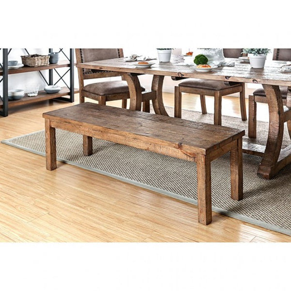 Furniture of America Gianna Rustic Oak Rustic Wooden Bench Model CM3829BN-W