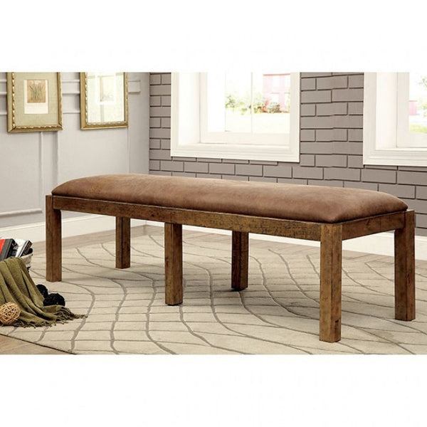 Furniture of America Gianna Rustic Oak/Brown Rustic Bench Model CM3829BN
