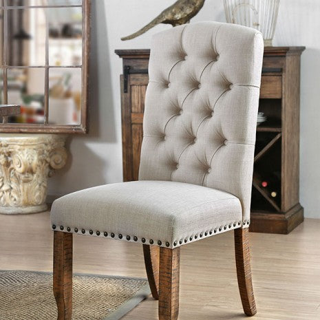 Furniture of America Gianna Rustic Oak/Ivory Rustic Side Chair (2/Ctn) Model CM3829F-SC-2PK