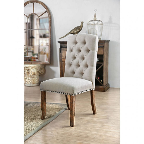 Furniture of America Gianna Rustic Oak/Ivory Rustic Side Chair (2/Ctn) Model CM3829F-SC-2PK