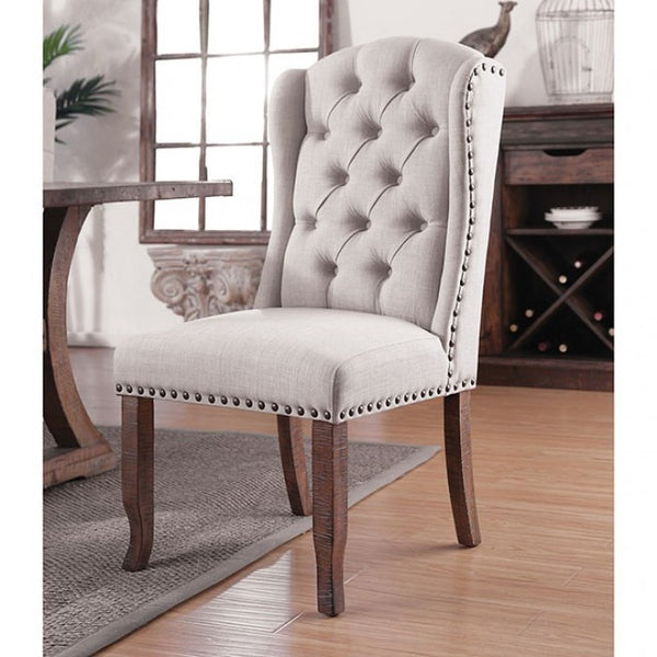 Furniture of America Gianna Rustic Oak/Ivory Rustic Wingback Chair Model CM3829F-SCW-2PK