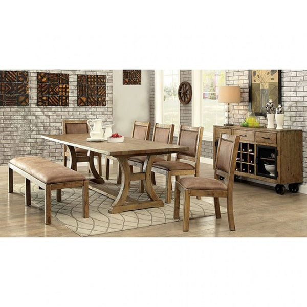 Furniture of America Gianna Rustic Oak/Brown Rustic Bench Model CM3829BN