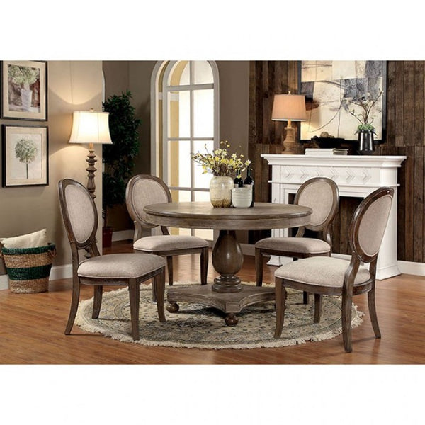 Furniture of America Kathryn Rustic Oak/Beige Transitional Side Chair (2/Ctn) Model CM3872SC-2PK