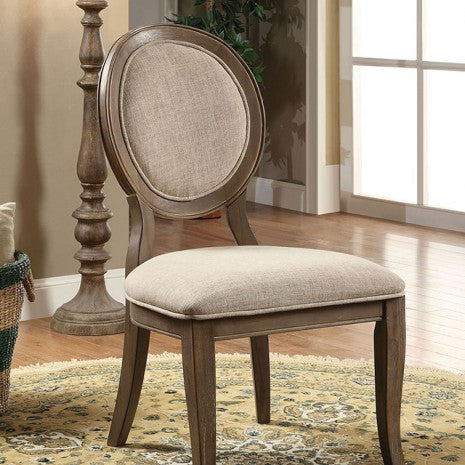 Furniture of America Kathryn Rustic Oak/Beige Transitional Side Chair (2/Ctn) Model CM3872SC-2PK