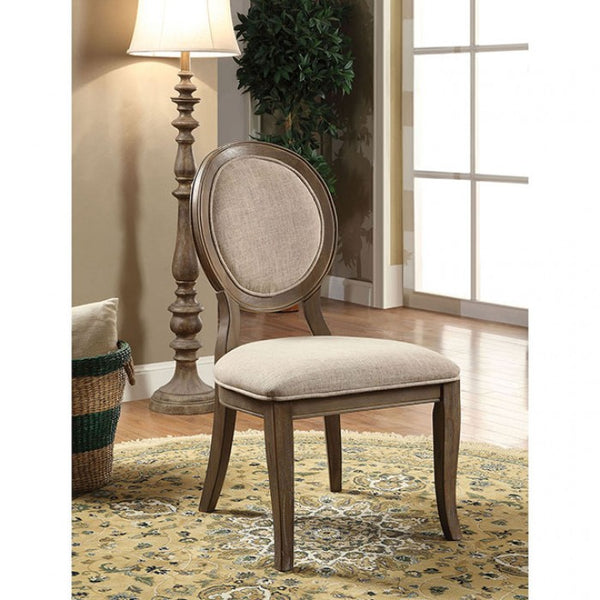 Furniture of America Kathryn Rustic Oak/Beige Transitional Side Chair (2/Ctn) Model CM3872SC-2PK