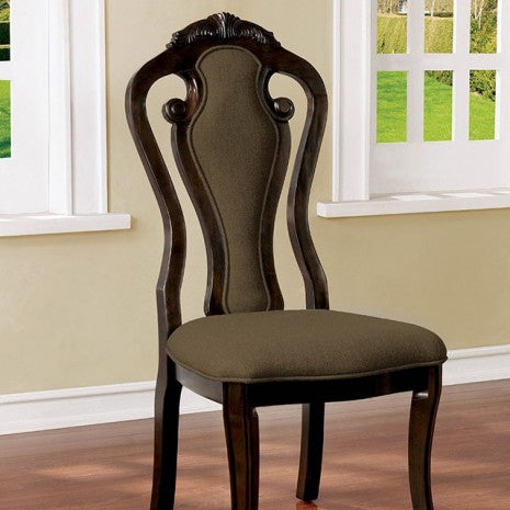 Furniture of America Rosalina Walnut/Beige Transitional Side Chair (2/Ctn) Model CM3878SC-2PK