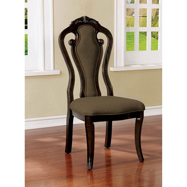 Furniture of America Rosalina Walnut/Beige Transitional Side Chair (2/Ctn) Model CM3878SC-2PK