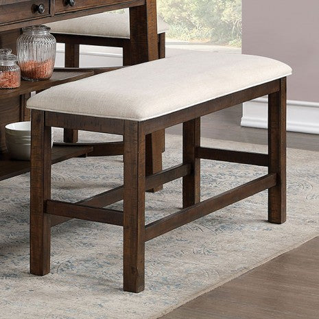 Furniture of America Fredonia Rustic Oak/Beige Rustic Counter Ht. Bench Model CM3902PBN