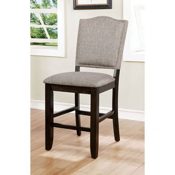Furniture of America Teagan Dark Walnut/Gray Transitional Counter Ht. Chair (2/Ctn) Model CM3911PC-2PK