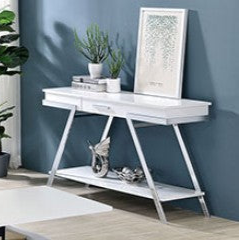 Furniture of America Titus White/Chrome Contemporary Coffee Table Model CM4193WH-C