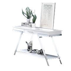 Furniture of America Titus White/Chrome Contemporary Coffee Table Model CM4193WH-C