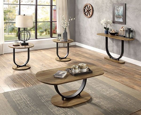 Furniture of America Olbia Rustic Oak/Sand Black Industrial 3 Pc. Table Set Model CM4199A-3PK