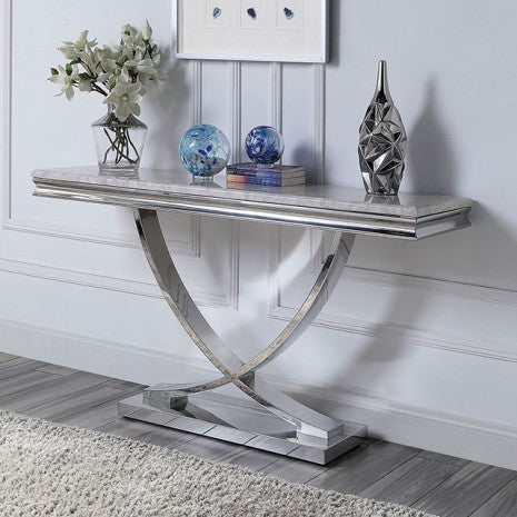 Furniture of America Wettingen Chrome Glam Sofa Table Model CM4285S-TABLE