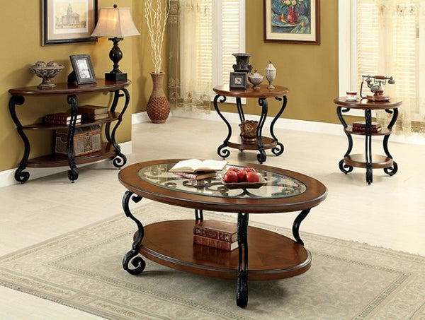 Furniture of America May Brown Cherry Traditional Side Table Model CM4326T