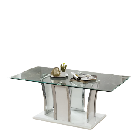 Furniture of America Staten Glossy White/Chrome Contemporary Coffee Table Model CM4372WH-C-PK
