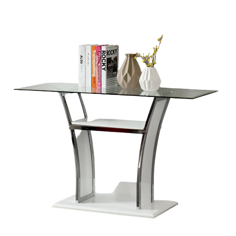 Furniture of America Staten Glossy White/Chrome Contemporary Sofa Table Model CM4372WH-S-PK